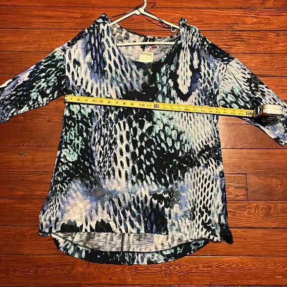NEW Cynthia Rowley 1XL Top Tunic Animal Print Blue White NEW - Picture 10 of 13